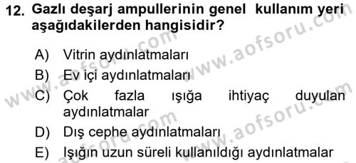 Ev Teknolojisi Dersi 2015 - 2016 Yılı (Vize) Ara Sınav Soruları 12. Soru