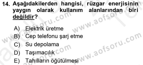 Ev Teknolojisi Dersi 2015 - 2016 Yılı Tek Ders Sınav Soruları 14. Soru