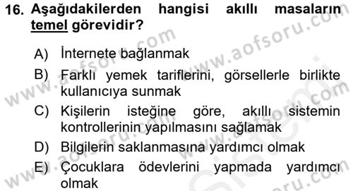 Ev Teknolojisi Dersi 2015 - 2016 Yılı Tek Ders Sınav Soruları 16. Soru