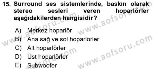 Ev Teknolojisi Dersi 2016 - 2017 Yılı 3 Ders Sınav Soruları 15. Soru