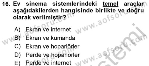 Ev Teknolojisi Dersi 2016 - 2017 Yılı 3 Ders Sınav Soruları 16. Soru