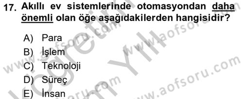 Ev Teknolojisi Dersi 2016 - 2017 Yılı 3 Ders Sınav Soruları 17. Soru