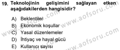 Ev Teknolojisi Dersi 2016 - 2017 Yılı 3 Ders Sınav Soruları 19. Soru