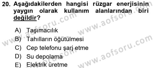 Ev Teknolojisi Dersi 2016 - 2017 Yılı 3 Ders Sınavı 20. Soru