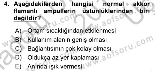 Ev Teknolojisi Dersi 2016 - 2017 Yılı 3 Ders Sınav Soruları 4. Soru