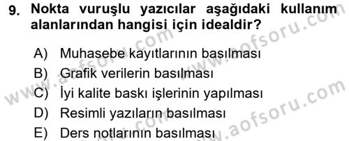 Ev Teknolojisi Dersi 2016 - 2017 Yılı 3 Ders Sınav Soruları 9. Soru