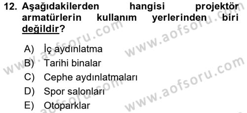 Ev Teknolojisi Dersi 2016 - 2017 Yılı (Vize) Ara Sınavı 12. Soru