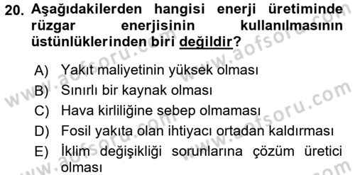 Ev Teknolojisi Dersi 2016 - 2017 Yılı (Final) Dönem Sonu Sınav Soruları 20. Soru