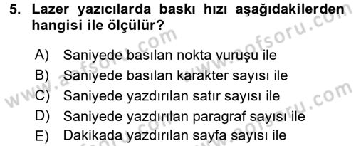 Ev Teknolojisi Dersi 2016 - 2017 Yılı (Final) Dönem Sonu Sınav Soruları 5. Soru