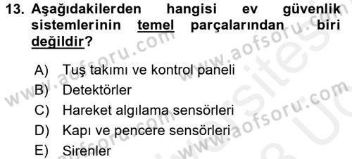 Ev Teknolojisi Dersi 2017 - 2018 Yılı 3 Ders Sınav Soruları 13. Soru