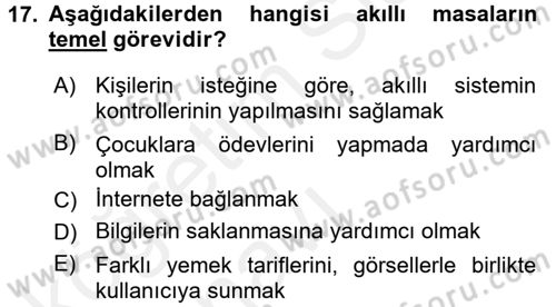 Ev Teknolojisi Dersi 2017 - 2018 Yılı 3 Ders Sınav Soruları 17. Soru