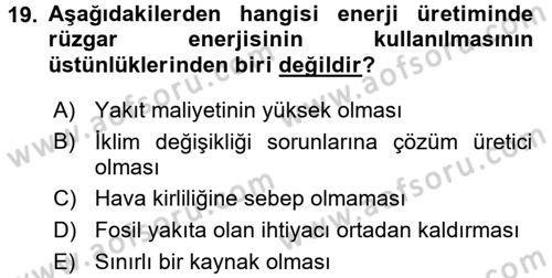 Ev Teknolojisi Dersi 2017 - 2018 Yılı 3 Ders Sınav Soruları 19. Soru