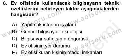 Ev Teknolojisi Dersi 2017 - 2018 Yılı 3 Ders Sınav Soruları 6. Soru