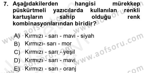Ev Teknolojisi Dersi 2017 - 2018 Yılı 3 Ders Sınav Soruları 7. Soru