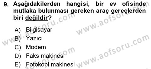Ev Teknolojisi Dersi 2017 - 2018 Yılı 3 Ders Sınav Soruları 9. Soru