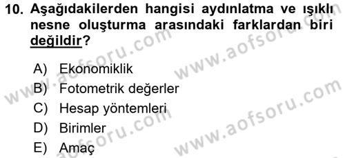 Ev Teknolojisi Dersi 2017 - 2018 Yılı (Vize) Ara Sınav Soruları 10. Soru