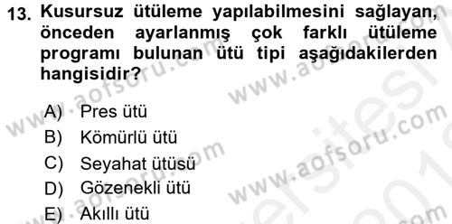Ev Teknolojisi Dersi 2017 - 2018 Yılı (Vize) Ara Sınav Soruları 13. Soru
