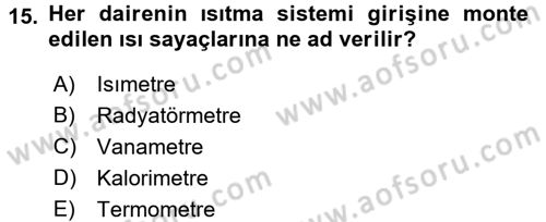Ev Teknolojisi Dersi 2017 - 2018 Yılı (Vize) Ara Sınav Soruları 15. Soru