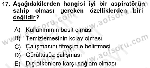 Ev Teknolojisi Dersi 2017 - 2018 Yılı (Vize) Ara Sınav Soruları 17. Soru