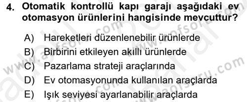 Ev Teknolojisi Dersi 2017 - 2018 Yılı (Vize) Ara Sınav Soruları 4. Soru