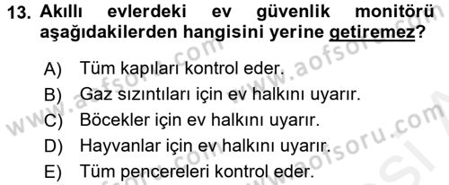 Ev Teknolojisi Dersi 2017 - 2018 Yılı (Final) Dönem Sonu Sınav Soruları 13. Soru