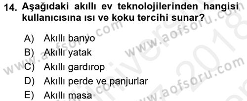 Ev Teknolojisi Dersi 2017 - 2018 Yılı (Final) Dönem Sonu Sınav Soruları 14. Soru