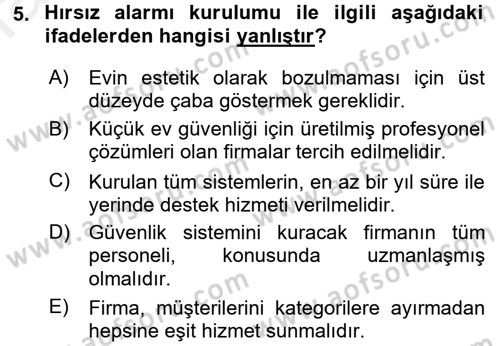 Ev Teknolojisi Dersi 2017 - 2018 Yılı (Final) Dönem Sonu Sınav Soruları 5. Soru