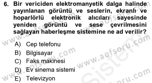 Ev Teknolojisi Dersi 2017 - 2018 Yılı (Final) Dönem Sonu Sınav Soruları 6. Soru