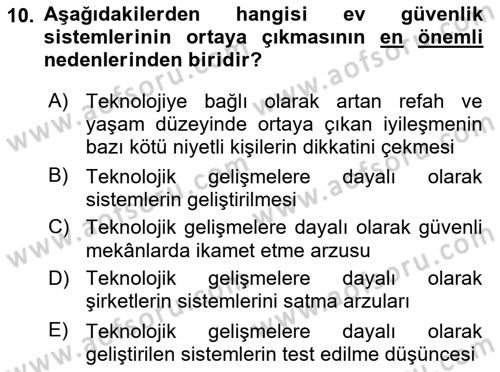 Ev Teknolojisi Dersi 2018 - 2019 Yılı 3 Ders Sınav Soruları 10. Soru