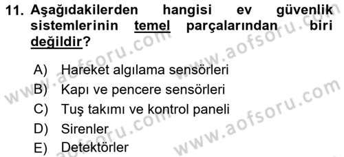 Ev Teknolojisi Dersi 2018 - 2019 Yılı 3 Ders Sınav Soruları 11. Soru