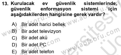 Ev Teknolojisi Dersi 2018 - 2019 Yılı 3 Ders Sınavı 13. Soru