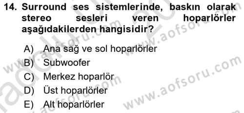 Ev Teknolojisi Dersi 2018 - 2019 Yılı 3 Ders Sınavı 14. Soru