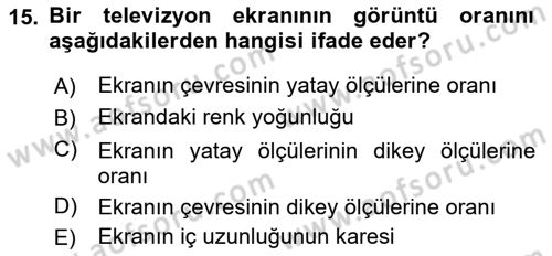 Ev Teknolojisi Dersi 2018 - 2019 Yılı 3 Ders Sınav Soruları 15. Soru