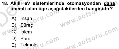 Ev Teknolojisi Dersi 2018 - 2019 Yılı 3 Ders Sınav Soruları 18. Soru