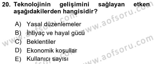 Ev Teknolojisi Dersi 2018 - 2019 Yılı 3 Ders Sınav Soruları 20. Soru