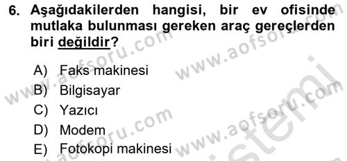 Ev Teknolojisi Dersi 2018 - 2019 Yılı 3 Ders Sınav Soruları 6. Soru
