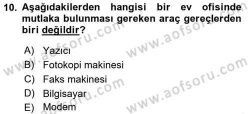 Ev Teknolojisi Dersi 2018 - 2019 Yılı Yaz Okulu Sınav Soruları 10. Soru