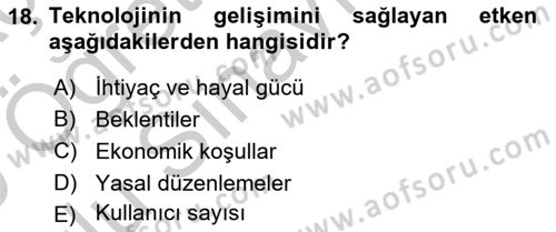 Ev Teknolojisi Dersi 2018 - 2019 Yılı Yaz Okulu Sınav Soruları 18. Soru