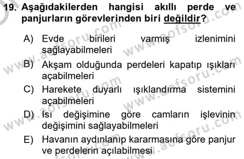Ev Teknolojisi Dersi 2018 - 2019 Yılı Yaz Okulu Sınav Soruları 19. Soru