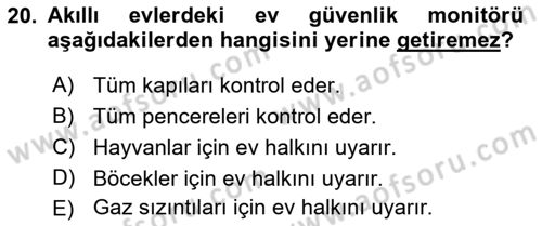 Ev Teknolojisi Dersi 2018 - 2019 Yılı Yaz Okulu Sınav Soruları 20. Soru
