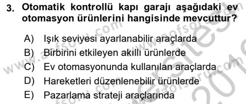 Ev Teknolojisi Dersi 2018 - 2019 Yılı Yaz Okulu Sınav Soruları 3. Soru