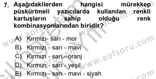 Ev Teknolojisi Dersi 2018 - 2019 Yılı Yaz Okulu Sınav Soruları 7. Soru
