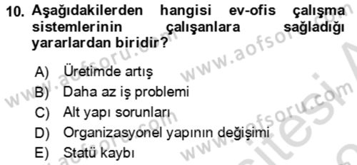 Ev Teknolojisi Dersi 2022 - 2023 Yılı Yaz Okulu Sınav Soruları 10. Soru