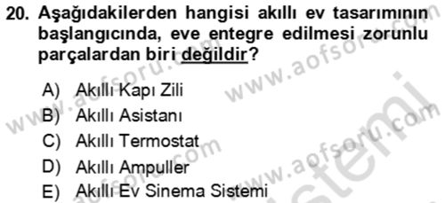 Ev Teknolojisi Dersi 2022 - 2023 Yılı Yaz Okulu Sınav Soruları 20. Soru