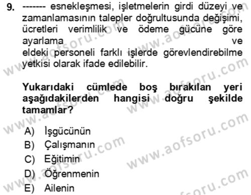 Ev Teknolojisi Dersi 2022 - 2023 Yılı Yaz Okulu Sınav Soruları 9. Soru