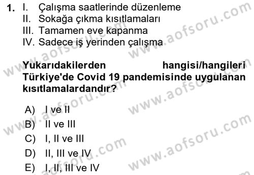 Ev Teknolojisi Dersi 2023 - 2024 Yılı (Vize) Ara Sınav Soruları 1. Soru