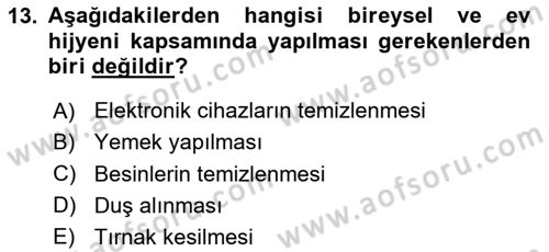 Ev Teknolojisi Dersi 2023 - 2024 Yılı (Vize) Ara Sınav Soruları 13. Soru