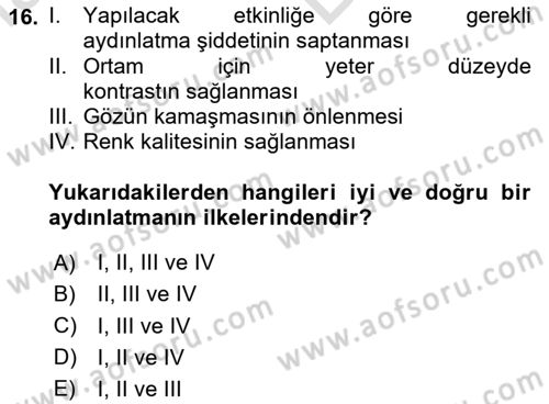 Ev Teknolojisi Dersi 2023 - 2024 Yılı (Vize) Ara Sınav Soruları 16. Soru