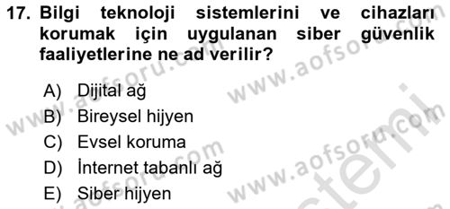 Ev Teknolojisi Dersi 2023 - 2024 Yılı (Vize) Ara Sınav Soruları 17. Soru