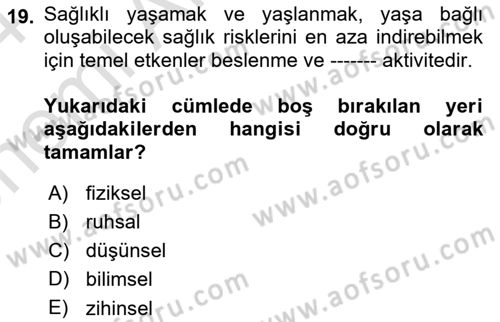 Ev Teknolojisi Dersi 2023 - 2024 Yılı (Vize) Ara Sınav Soruları 19. Soru